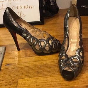 Authentic Louboutin silver and black heels